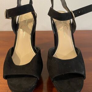 Jessica Simpson Black Platform Sandals with Ankle Strap